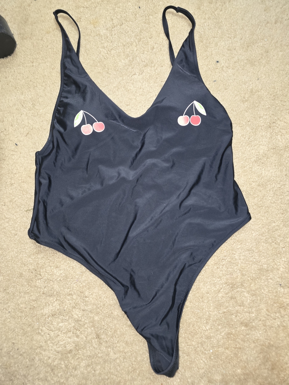 The Identity Of She 3x Black Cherry-Print One-Piece Thong Swimsuit